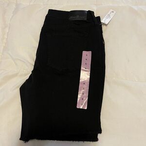 NWT Seven 7 Black Relaxed Bermuda Cut Off Shorts‎ Mid Rise Fray Hem Size 6